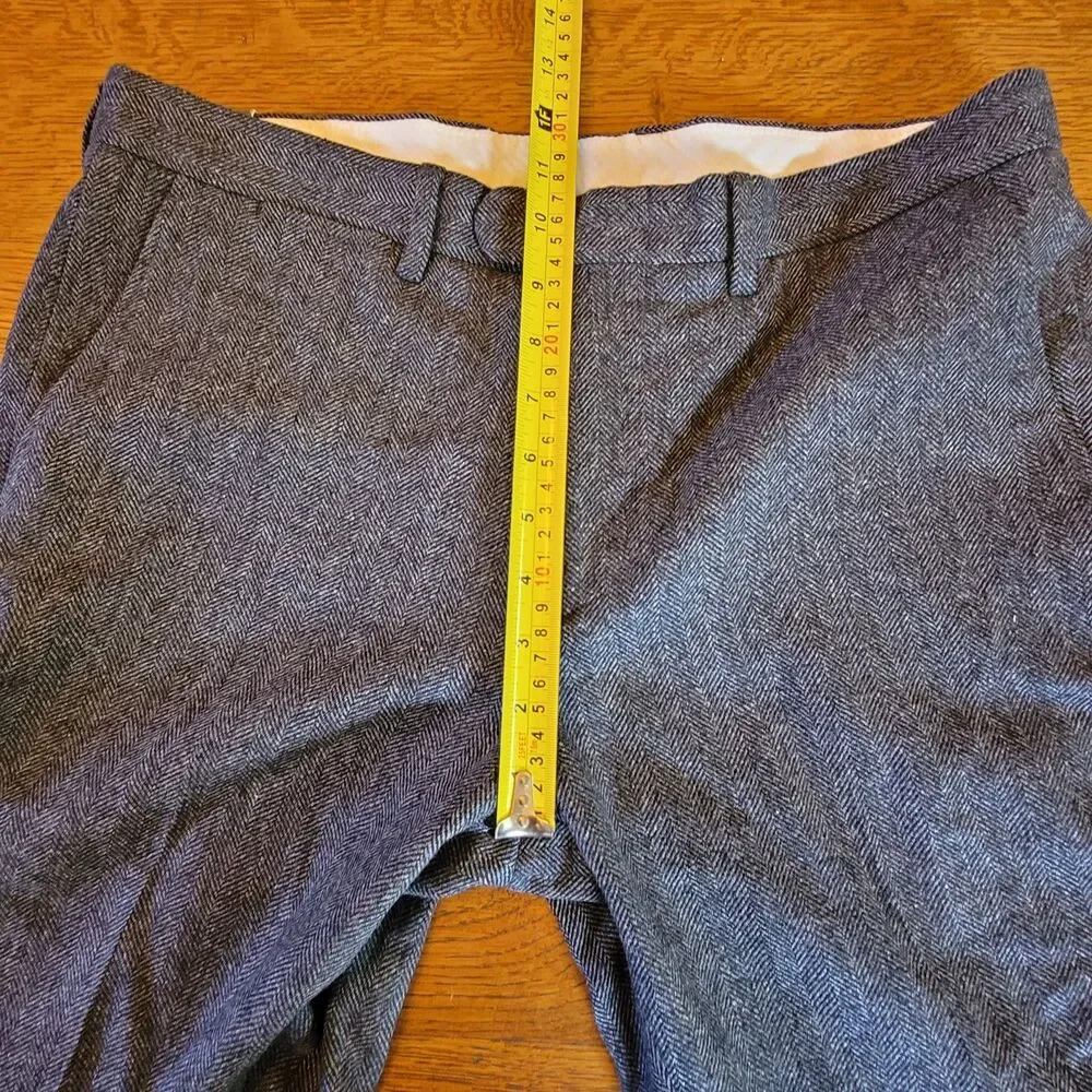J.CREW Bowery Slim Fit Gray Herringbone Wool Blend Tweed Dress Pants Men 34x32